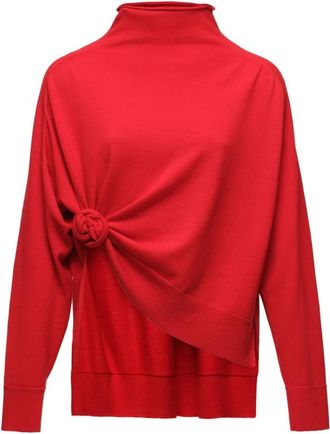 Magda Butrym Geknoopte wollen coltrui - Dames - Coltruien - Rood - XS - Wol - Truien & Vesten