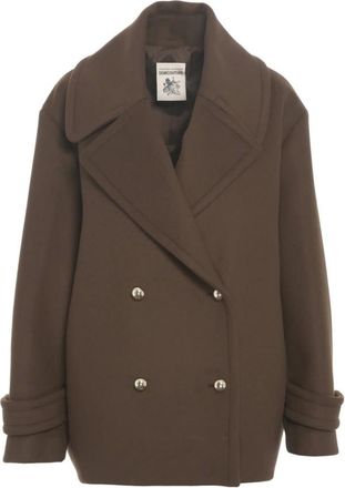 Semicouture Jassen, Dames, Bruin, S, Wol, Klassieke dubbelrij cabanjas