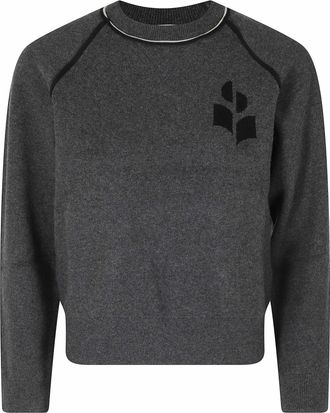 Isabel Marant Anthracite Loriby Cropped Cotton-Blend Sweater