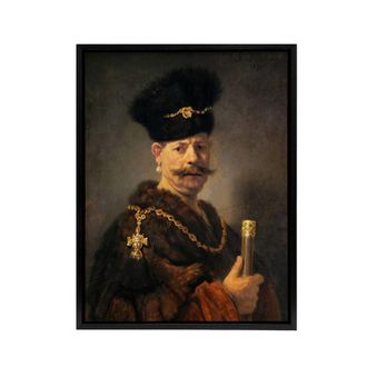Artery8 A Polish nobleman Rembrandt van Rijn Framed Canvas Wall Art Print | Size: W24 x H32