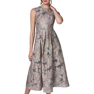 DKNY Sleeveless Metallic Midi Dress in Grey Multi at Nordstrom, Size 10