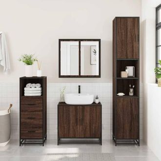 Berkfield Home Comfortable Bathroom Cabinet Brown Oak 35x37.5x100 cm Engineered Wood
