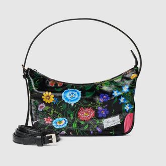 Gucci Lady Lunetta Small Shoulder Bag, Black, Fabric