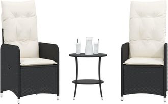 vidaXL Sillas De Jard&iacute;n Reclinables Con Mesa 2 Uds Rat&aacute;n Pe Negro Vidaxl