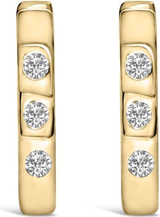 House of Brilliance 10K Yellow Gold 1/10 Cttw Three Stone Lab Grown Diamond Oval Huggies Hoop Earrings (F-G Color, VS1- VS2 Clarity)