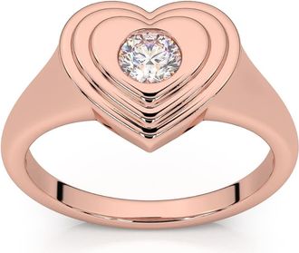 Pompeii3 1/4Ct Diamond Solitaire Womens Sweetheart Signet Heart Ring 14k Gold Lab Grown