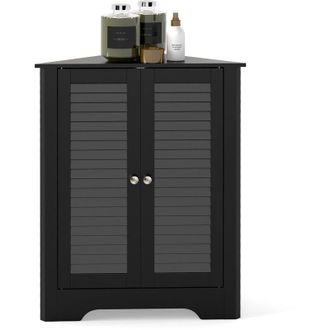 Costway Corner Storage Cabinet with Double Shutter Doors-Black
