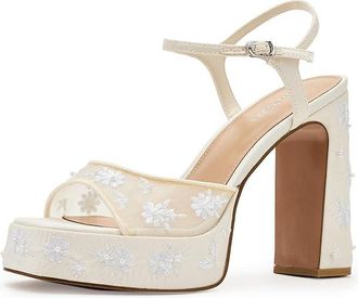 Steve Madden Liandra Womens Sandals White Mesh Embellished : 6.5 M, Leather/Suede