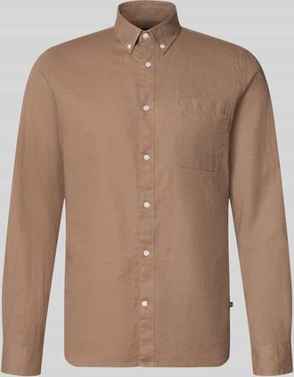 Matinique Regular Fit Freizeithemd mit Leinen-Anteil in Dunkelbraun, Gr&ouml;&szlig;e XXL