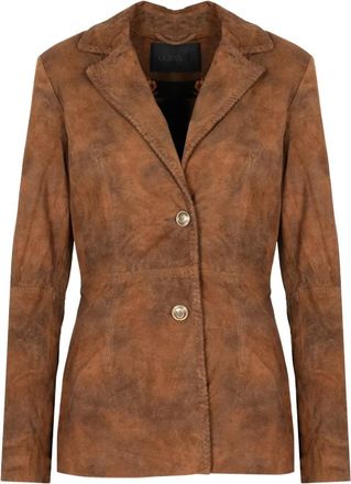 Guess Leren bomberjack - Dames - Jassen - Bruin - Maat: S Leer