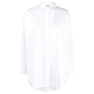 Ermanno Scervino Overhemden, Dames, Wit, S, Katoen, Geborduurde katoenen blouse met geperforeerde details