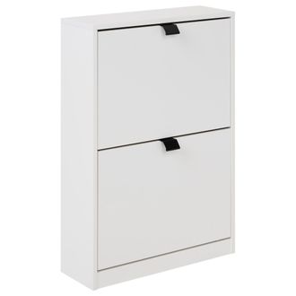 Beliani Beliani - Zapatero 2 Compartimentos Mdf Madera De Ingenier&iacute;a Blanco Hobart