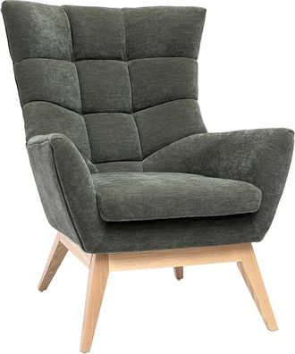 Miliboo Miliboo - Sill&oacute;n N&oacute;rdico De Efecto Aterciopelado Caqui Y Madera Brody