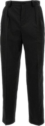 Maison Kitsuné Wide-Leg Striped Cotton Trousers