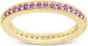 Sterling Forever Cubic Zirconia Pav&eacute; Thin Band Ring in Gold/amethyst at Nordstrom, Size 10