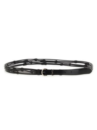 Saint Laurent Black Crescent Moon Buckle Belt