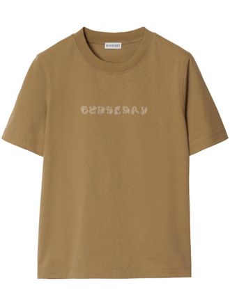 Burberry T-shirt con logo paisley - Marrone