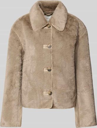 Selected Regular Fit Webpelzjacke mit Umlegekragen Modell NEW CILO in Beige, Gr&ouml;&szlig;e 34