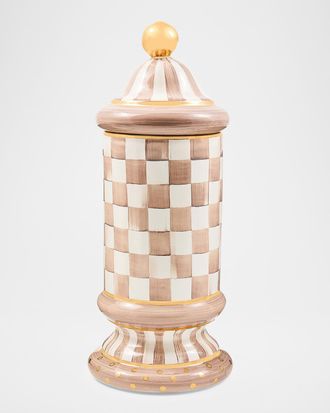 MacKenzie-Childs Check Ceramic Column Storage Container
