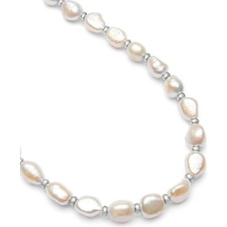 Nialaya Baroque Pearl Necklace in White Pearl /Silver at Nordstrom