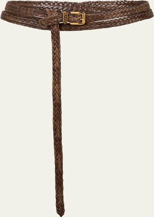 Etro Woven Double-Wrap Leather Belt