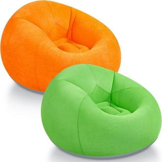 OEM Conjunto De 2 Sillones Hinchables, De Pvc Flocado, Plegables Y Port&aacute;tiles, 100x55x28 Cm, Para Camping, Tumbonas De Jard&iacute;n