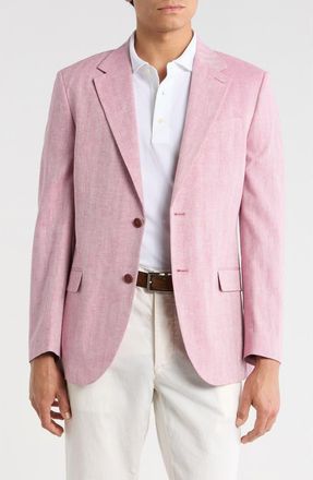 Nautica Brielle Herringbone Cotton & Linen Blend Sport Coat in Pink at Nordstrom Rack, Size 38 Regular