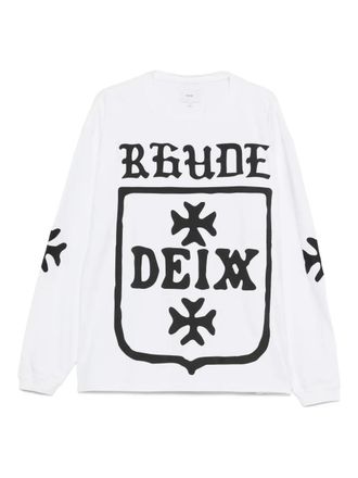 Rhude logo-print long-sleeve sweatshirt - White