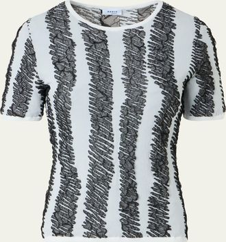 Akris 3D Scribble Jacquard Knit Short-Sleeve Sweater