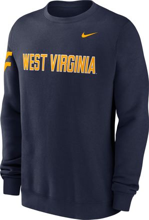 Nike West Virginia Sideline Club Nike Mens College Pullover Crew in Blue | 02TT41SWVN-R0M