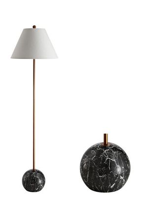 Jonathan Y Designs Miami 63.5 Minimalist Resin/Metal LED Floor Lamp in Gold/black at Nordstrom