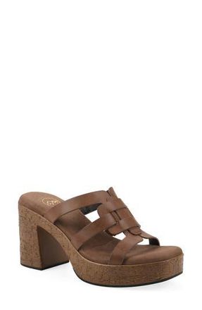 White Mountain Barillo Platform Slide Sandal in Dark Tan Burn Smooth at Nordstrom Rack, Size 6.5