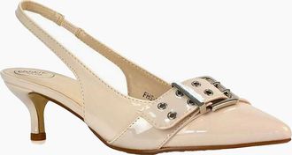 XY London Womens XY London Womens/Ladies Lexi Patent Sling Back Buckle Detail Kitten Heel Sandals - Black - Size: 5