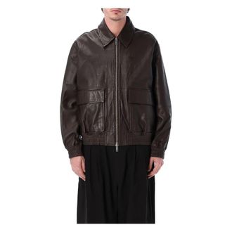 STUDIO NICHOLSON Leather Jackets, male, Brown, Size: L Piston Leather Bomber
