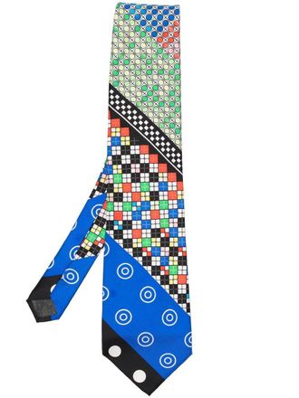 Versace 1990s geometric-print silk tie - men - Silk - One Size - Blue