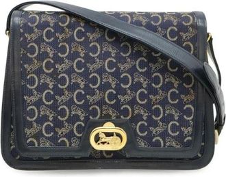 Celine Pre-owned Canvas Leather Shoulder Bag - Dames - Vintage Schoudertas - Blauw - ONE Size - Leer - Vintage