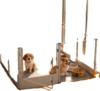 OEM Parque Para Mascotas, Acr&iacute;lico Transparente, Alfombrilla Impermeable, Color Plata