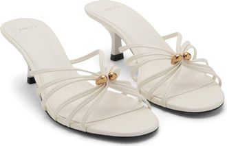 Mango Metallic Detail Kitten Heel Slide Sandal in Ecru at Nordstrom, Size 8.5Us