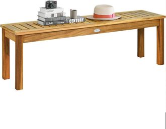 Costway Costway Banco De Madera De Acacia Para Patio, Banco Sin Respaldo De Exterior Con Asiento De Listones (sin Barra De Conexi&oacute;n)