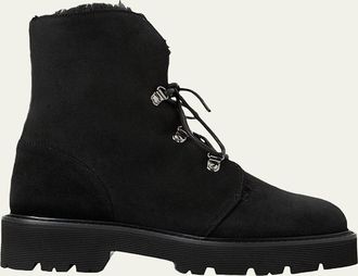 Aquatalia Eva Faux Shearling-Lined Suede Hiker Booties