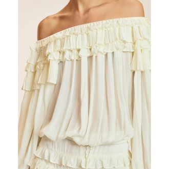 Cynthia Rowley Off Shoulder Ruffle Blouse