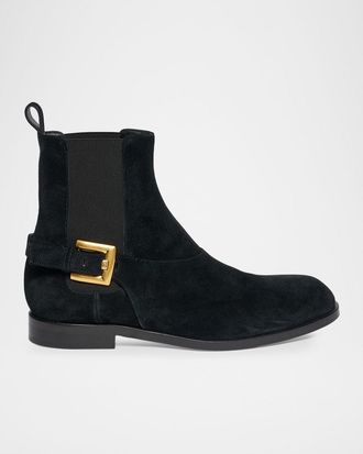 Balmain Men & apos;s Leather PB-Buckle Chelsea Boots