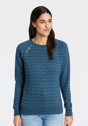 Ragwear Sweatshirt RAGWEAR DARIA ZIG ZAG O, Damen, Gr. XXL, petrol, Sweatware, Obermaterial: 65% Baumwolle, 35% Polyester, gemustert, normal, Rundhals, Rippb&uuml;