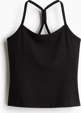 H&M Integral-bra Sports Strappy Top With Softmove in Black at Nordstrom, Size X-Large