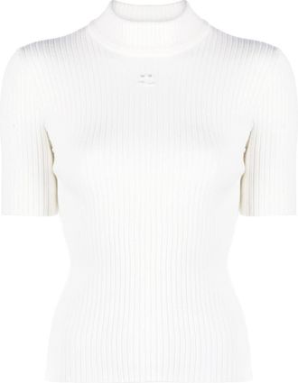 Courrèges Reedition rib-knit sweater - women - Polyester/Viscose - S - White