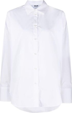 Msgm embroidered-logo cotton shirt - women - Cotton - 40 - White