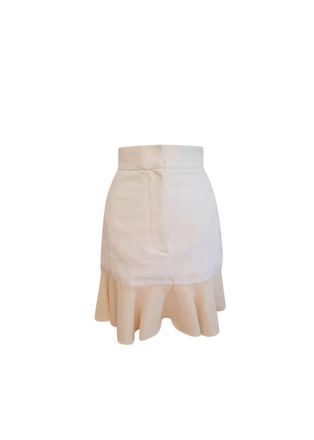 Victoria Beckham White & cream ruffle hem skirt Size S