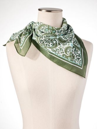 Talbots Royal Medallion Square Scarf - White - 001 Talbots