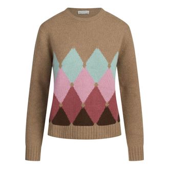 Ballantyne Maglione Girocollo in Cashmere Argyle - - Knitwear - Donna - Multicolore - XS