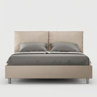 Les Tendances Cama Doble Container 160x200 Cabecero Con Cojines Antea M1 - Beige